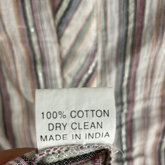 DIAB’LESS tunic - coverup w/ lurex & pale colored stripes. button front closures - Picture 11 of 11